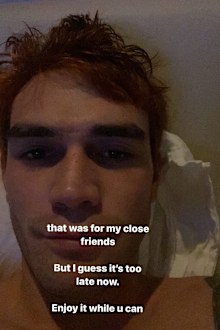 KJ Apa accidentally shared a hilarious bathtub video to his Instagram.