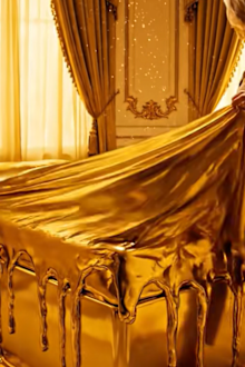 AI GENERATED CONTENT - Ai generated bed made of liquid gold 