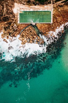 Aerial Bronte Beach ocean pool / baths