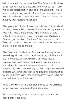 An excerpt of the e-mail sent on behalf of the Duke and Duchess of Sussex.