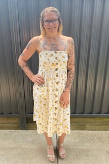 Meghan now wearing pretty dress