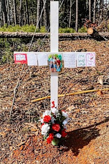 A cross erected in memory of Jesse Maxwell