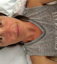 Robyn Smith the day after her explant, feeling very relieved to be flat.