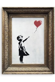 The spray-painted canvas 'Girl with Balloon' by artist Banksy 
