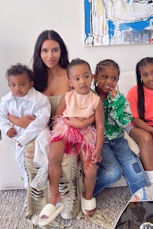 Kim Kardashian with her children North, Saint, Chicago and Psalm.