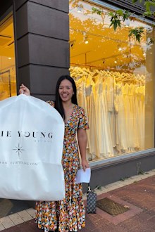 Emily Vilé on the day she picked up her wedding dress.
