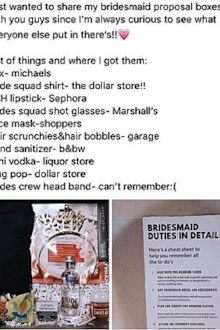 Bride shares contents of her bridesmaid proposal boxes