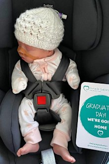 Megan Schutt's daughter Rylee on the day she went home from hospital, 53 days after her birth.