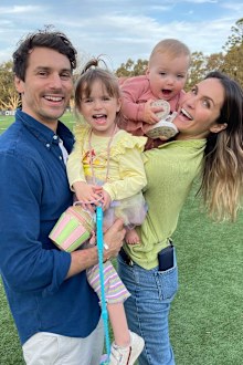 Matty 'J' Johnson with Laura Byrne and their two daughters, Marlie-Mae and Lola.