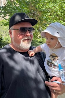 Kyle Sandilands with son Otto. 