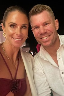 David and Candice Warner at Tish Cyrus' wedding to Dominic Purcell 
