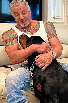 Sylvester Stallone's tattoos. Sylvester Stallone and dog Dwight.