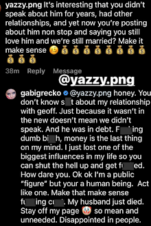 Gabi Grecko addresses inheritance from late husband Geoffrey Edelsten.
