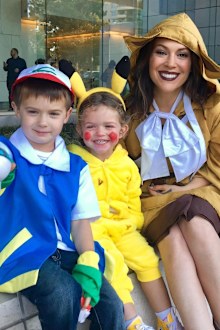 Alyssa Milano with her kids Milo and Elizabella.