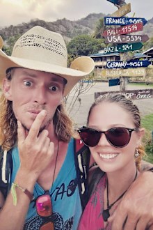 Jake and Tamara in Hiva-Oa, in the Marquesas Islands, after 39 days at sea on a leaky yacht.