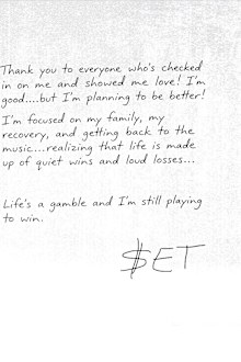 Offset shares a statement on social media thanking fans for support after he was shot