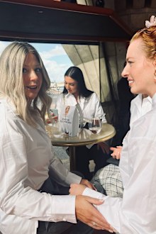 Emma with Leane at the Witchery White Shirt Campaign launch.