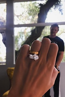 Em Rata's beautiful two stone engagement from husband Sebastian.