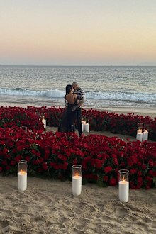 Kourtney Kardashian and Travis Barker engaged after rocker proposes in romantic beachside setting