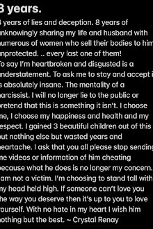 Crystal Renay's claimed Ne-Yo cheated in this Instagram post.