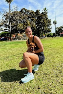 Grace Stewart with her puppy.
