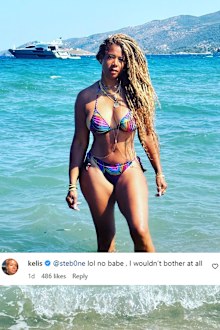 Kelis shared this photo to Instagram and when a fan asked about the rumours she's dating Bill Murray, she clapped back in the comments.