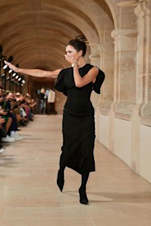 Victoria Beckham cries as she walks her debut Paris Fashion show