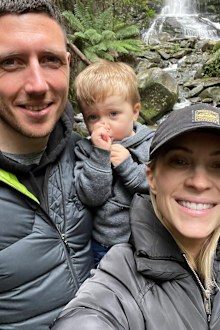Amelia Webb with her husband and first son, Aston