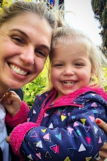 Amelia Adams with her daughter Amelia after relocating to the UK as a foreign correspondent.