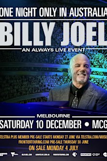 Music legend Billy Joel to perform one-night-only concert at MCG.