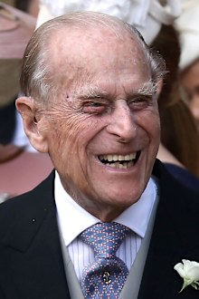 The Duke of Edinburgh at the wedding of Lady Gabriella Windsor and Thomas Kingston at St George's Chapel in Windsor Castle.