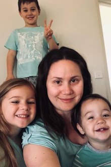 Amanda and children at home