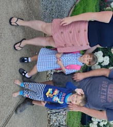 Tegan with her husband and children