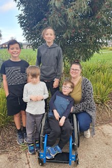 Sarah with her children Liamm, 11, Nathan, nine, Zayden, seven and Rowan, five.