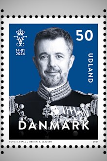 King Frederik's new stamp to mark his succession to the throne