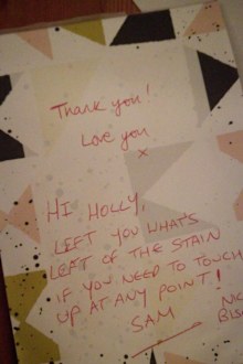 The carpenter responded to the note she had left for her dad.