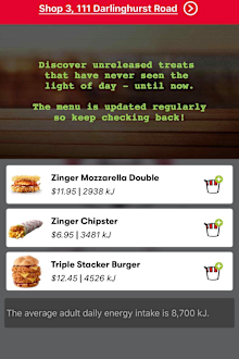 KFC secret menu on app