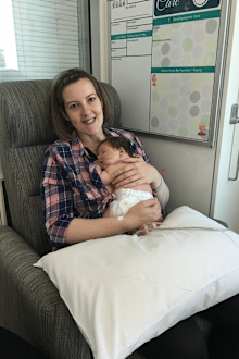 Natasha with her newborn baby