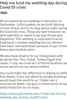 The GoFundMe request has been shared on Reddit.