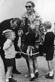 The couple are met by their children at Expo 1967 in Canada, Brussels Airport, Belgium, 17th May 1967. 