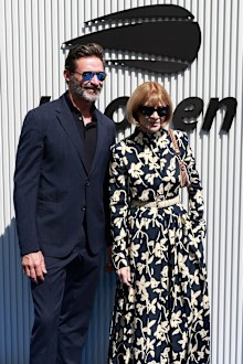 Jackman, 56, was spotted at the US Open today with Anna Wintour, posting his red carpet outfit to his Instagram. 