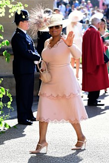 Oprah arrives at St George's Chapel at Windsor Castle for the wedding of Meghan Markle and Prince Harry. 
