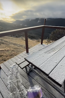 The first dusting of snow this year has fallen at Thredbo in the NSW Snowy Mountains.