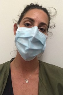 Michelle Stephenson wearing medical mask coronavirus scare
