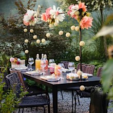 Ikea Helgeo rod used for decorating a table for a dinner party, tablescaping