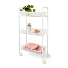 Slim Line Metal Trolley - White, Kmart