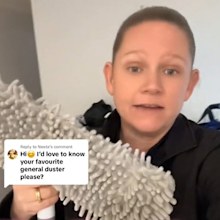 Professional cleaner Sara Allen from Housekeeping Heroes recommends the Kmart 2 in 1 Mop Head for dusting