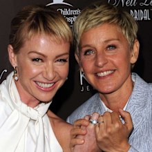 Portia de Rossi and Ellen DeGeneres arrive at Neil Lane's debut of his new bridal collection with Kay Jewelers in 2010.