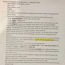 Run sheet from the Big Brother Australia auditions.