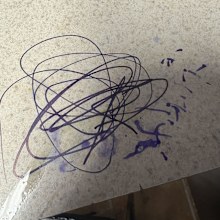 Bench stained with permanent marker